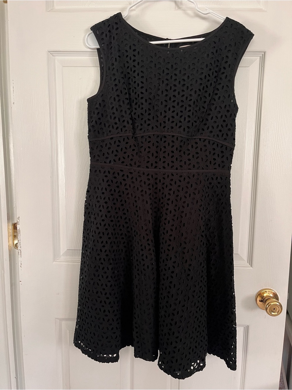 LOFT Black Sleeveless Eyelet Dress
